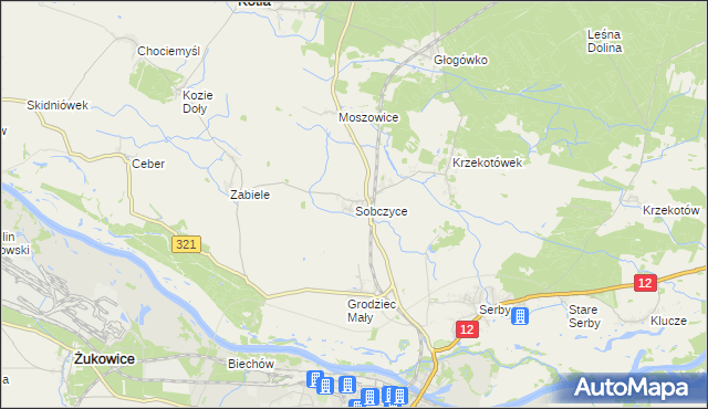 mapa Sobczyce, Sobczyce na mapie Targeo