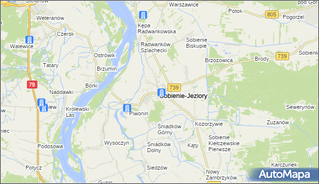 mapa Sobienie-Jeziory, Sobienie-Jeziory na mapie Targeo