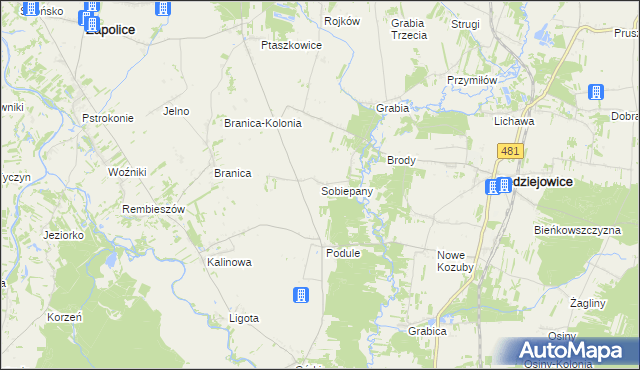 mapa Sobiepany, Sobiepany na mapie Targeo