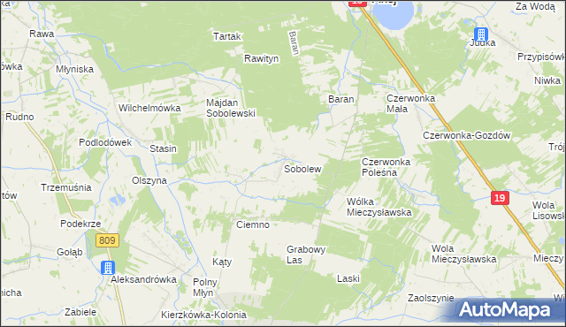 mapa Sobolew gmina Firlej, Sobolew gmina Firlej na mapie Targeo