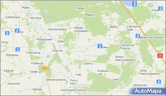 mapa Sobolew-Kolonia, Sobolew-Kolonia na mapie Targeo