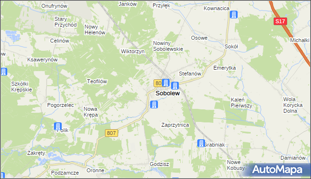 mapa Sobolew powiat garwoliński, Sobolew powiat garwoliński na mapie Targeo