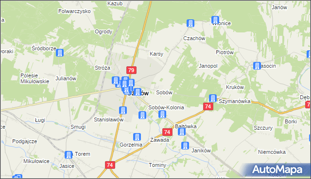 mapa Sobów, Sobów na mapie Targeo