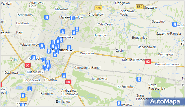mapa Sochaczew-Wieś, Sochaczew-Wieś na mapie Targeo