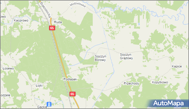 mapa Sojczyn Borowy, Sojczyn Borowy na mapie Targeo