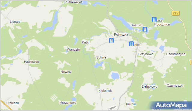 mapa Sokole gmina Człuchów, Sokole gmina Człuchów na mapie Targeo
