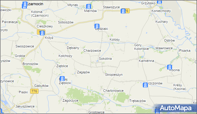 mapa Sokolina, Sokolina na mapie Targeo