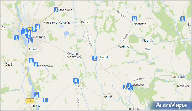 mapa Sokolniki gmina Maszewo, Sokolniki gmina Maszewo na mapie Targeo