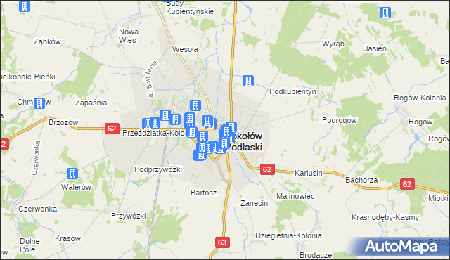 mapa Sokołów Podlaski, Sokołów Podlaski na mapie Targeo