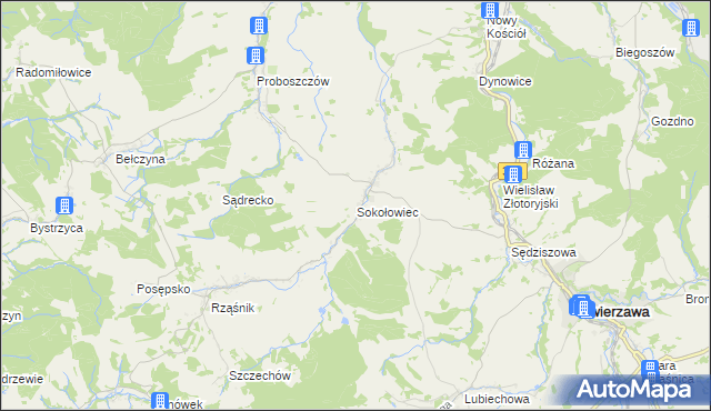 mapa Sokołowiec, Sokołowiec na mapie Targeo