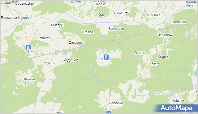 mapa Sokule gmina Drelów, Sokule gmina Drelów na mapie Targeo