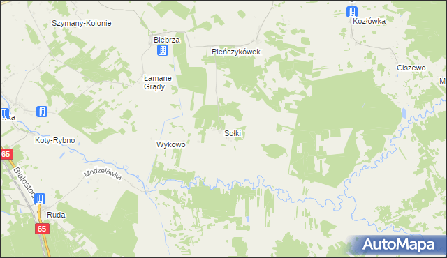 mapa Sołki gmina Rajgród, Sołki gmina Rajgród na mapie Targeo