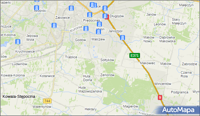 mapa Sołtyków gmina Skaryszew, Sołtyków gmina Skaryszew na mapie Targeo