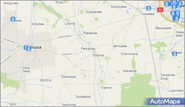 mapa Sośnica gmina Dobrzyca, Sośnica gmina Dobrzyca na mapie Targeo