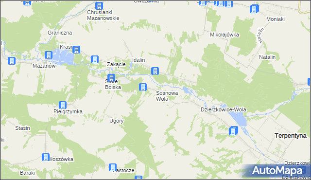 mapa Sosnowa Wola gmina Dzierzkowice, Sosnowa Wola gmina Dzierzkowice na mapie Targeo