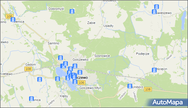 mapa Sosnowice gmina Golczewo, Sosnowice gmina Golczewo na mapie Targeo