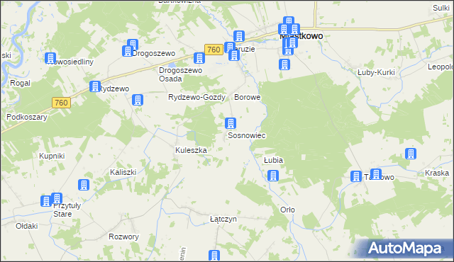 mapa Sosnowiec gmina Miastkowo, Sosnowiec gmina Miastkowo na mapie Targeo