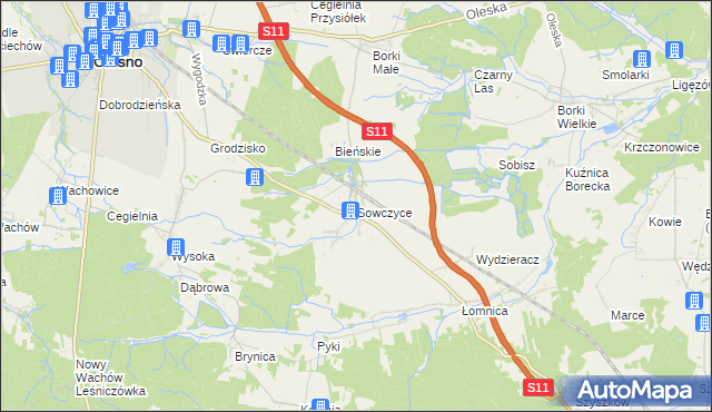 mapa Sowczyce, Sowczyce na mapie Targeo