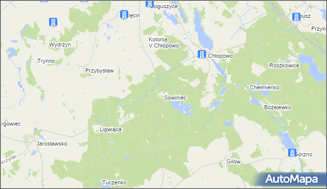 mapa Sowiniec gmina Krzęcin, Sowiniec gmina Krzęcin na mapie Targeo