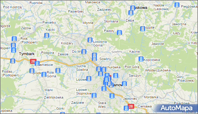 mapa Sowliny, Sowliny na mapie Targeo