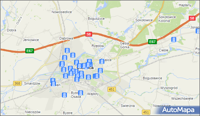 mapa Spalice, Spalice na mapie Targeo