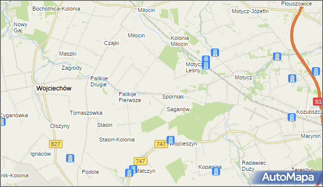 mapa Sporniak gmina Wojciechów, Sporniak gmina Wojciechów na mapie Targeo