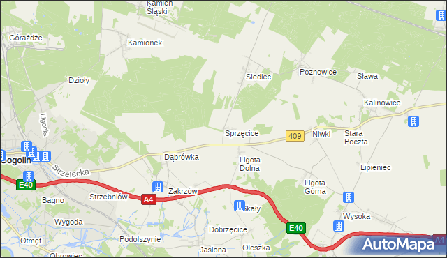 mapa Sprzęcice, Sprzęcice na mapie Targeo