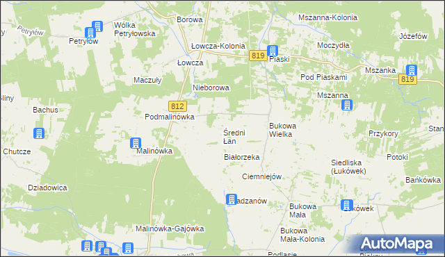 mapa Średni Łan, Średni Łan na mapie Targeo