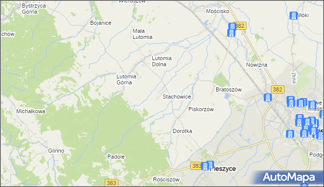 mapa Stachowice, Stachowice na mapie Targeo