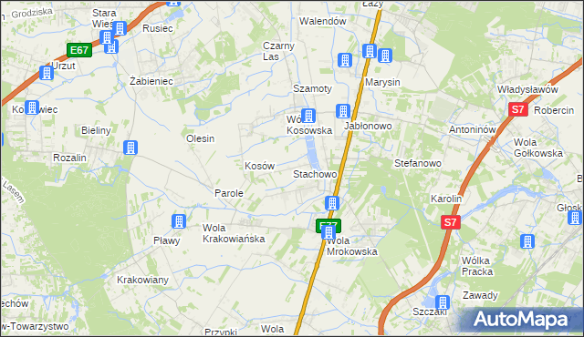 mapa Stachowo gmina Lesznowola, Stachowo gmina Lesznowola na mapie Targeo