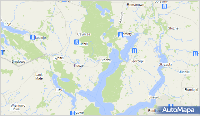 mapa Stacze gmina Kalinowo, Stacze gmina Kalinowo na mapie Targeo