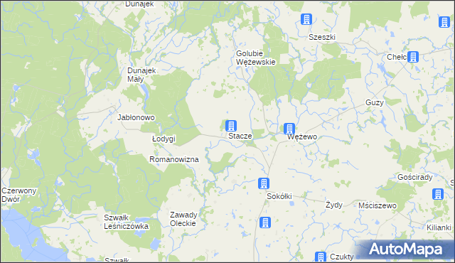 mapa Stacze gmina Kowale Oleckie, Stacze gmina Kowale Oleckie na mapie Targeo