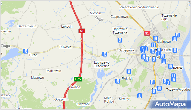 mapa Stanisławie gmina Tczew, Stanisławie gmina Tczew na mapie Targeo
