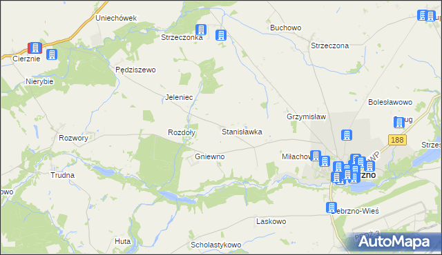 mapa Stanisławka gmina Debrzno, Stanisławka gmina Debrzno na mapie Targeo