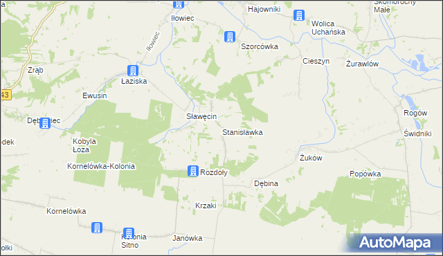 mapa Stanisławka gmina Sitno, Stanisławka gmina Sitno na mapie Targeo