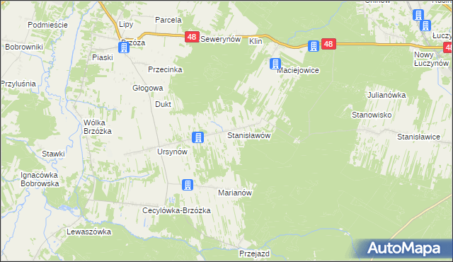 mapa Stanisławów gmina Głowaczów, Stanisławów gmina Głowaczów na mapie Targeo