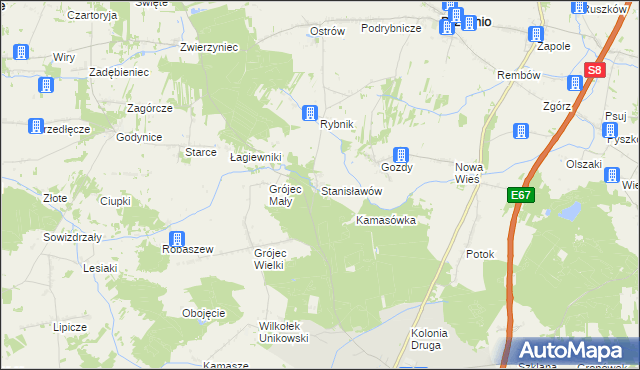mapa Stanisławów gmina Złoczew, Stanisławów gmina Złoczew na mapie Targeo