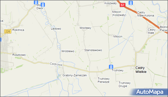 mapa Stanisławowo gmina Cedry Wielkie, Stanisławowo gmina Cedry Wielkie na mapie Targeo