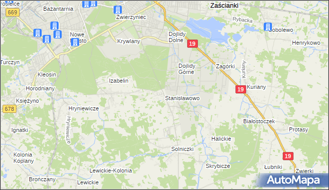 mapa Stanisławowo gmina Juchnowiec Kościelny, Stanisławowo gmina Juchnowiec Kościelny na mapie Targeo