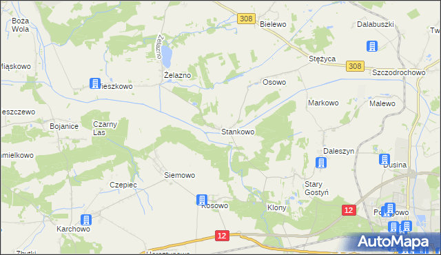mapa Stankowo gmina Gostyń, Stankowo gmina Gostyń na mapie Targeo