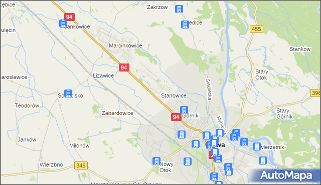 mapa Stanowice gmina Oława, Stanowice gmina Oława na mapie Targeo