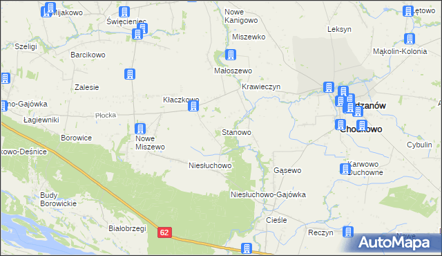 mapa Stanowo gmina Bodzanów, Stanowo gmina Bodzanów na mapie Targeo