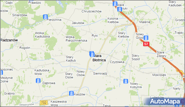 mapa Stara Błotnica, Stara Błotnica na mapie Targeo
