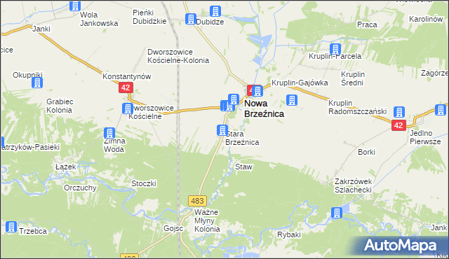 mapa Stara Brzeźnica, Stara Brzeźnica na mapie Targeo