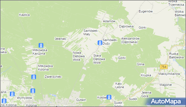 mapa Stara Dębowa Wola, Stara Dębowa Wola na mapie Targeo