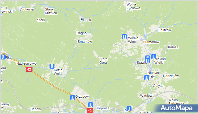 mapa Stara Góra gmina Stąporków, Stara Góra gmina Stąporków na mapie Targeo