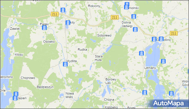 mapa Stara Huta gmina Sierakowice, Stara Huta gmina Sierakowice na mapie Targeo