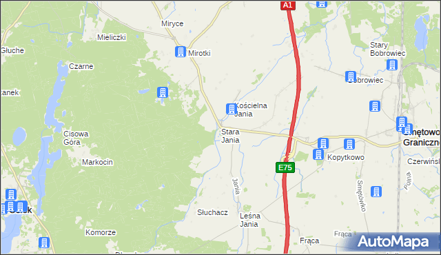 mapa Stara Jania, Stara Jania na mapie Targeo