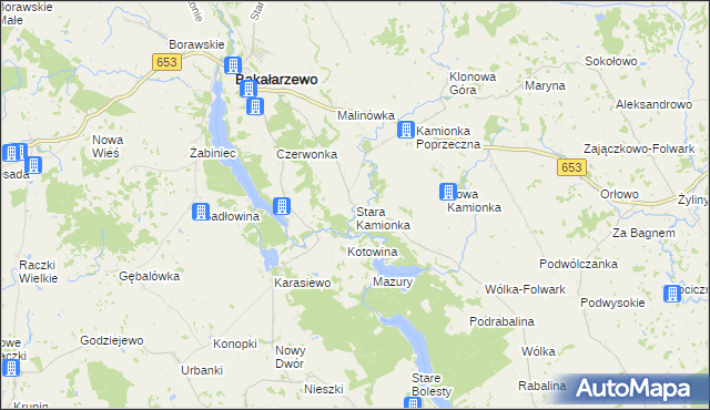mapa Stara Kamionka gmina Bakałarzewo, Stara Kamionka gmina Bakałarzewo na mapie Targeo