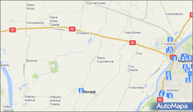 mapa Stara Kościelnica, Stara Kościelnica na mapie Targeo